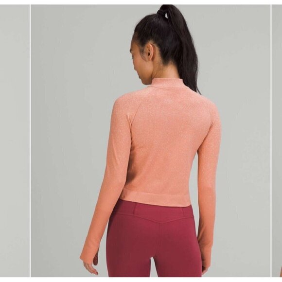 Lululemon Restless crop half zip long sleeves top, blush, Size 2 J149 - Picture 2 of 10